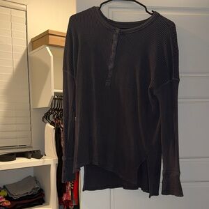 Aerie Off-the-Shoulder Sweater in Dark Gray